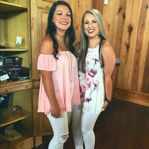 Off the shoulder blush shirt